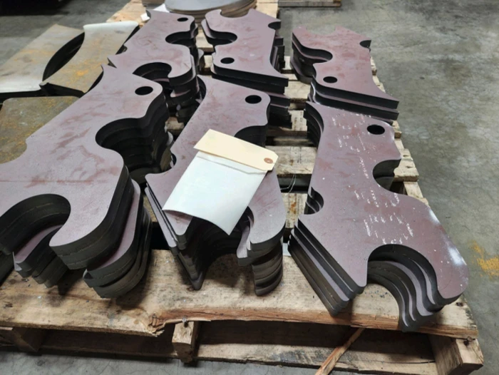heavy plate parts sitting on pallet